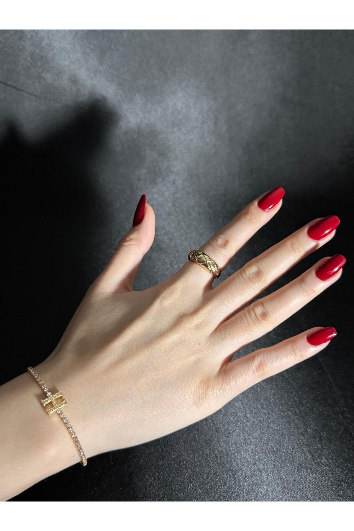 Gold Kaplama Su Yolu Harfli Bileklik