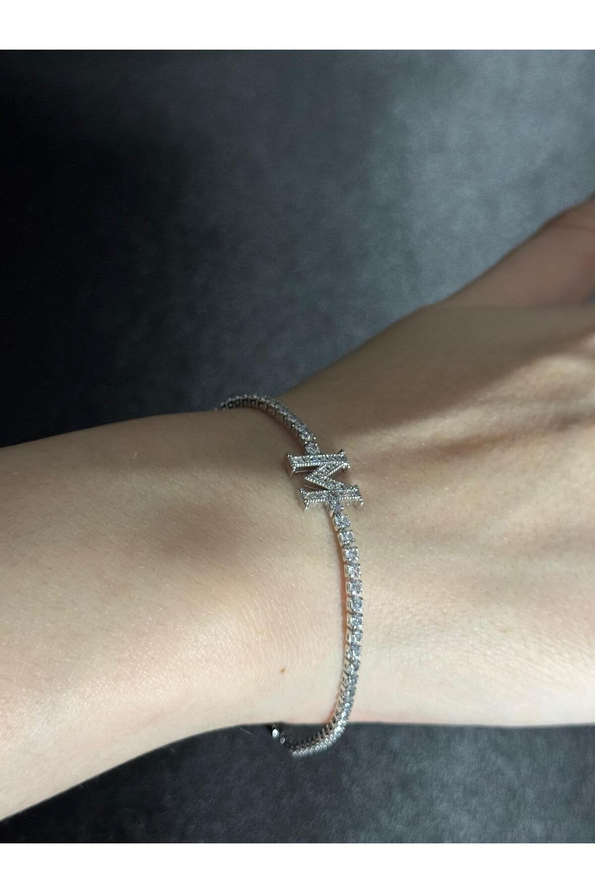Gümüş Kaplama Su Yolu Harfli Bileklik