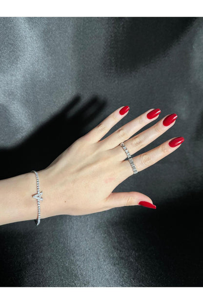 Gümüş Kaplama Su Yolu Harfli Bileklik