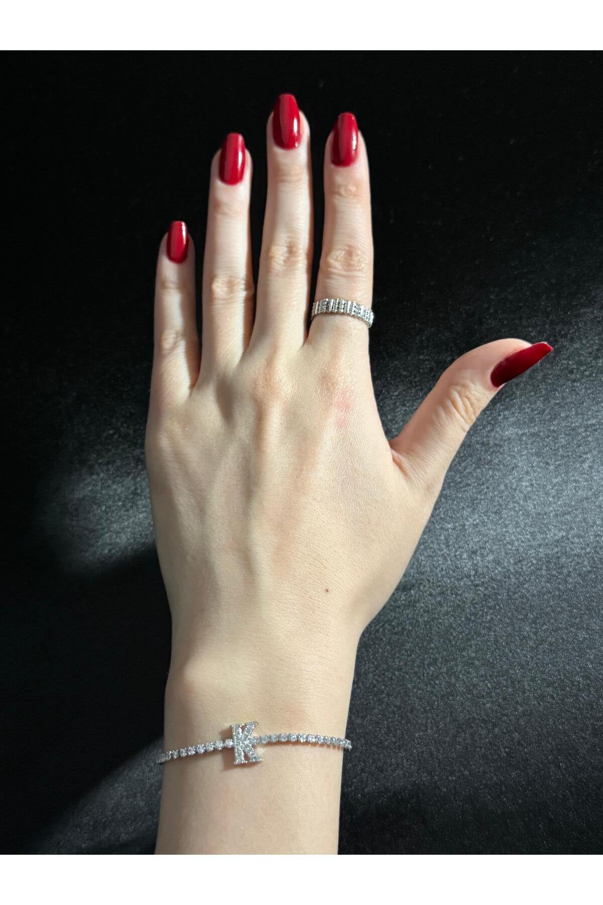 Gümüş Kaplama Su Yolu Harfli Bileklik