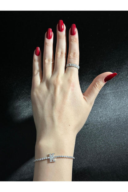 Gümüş Kaplama Su Yolu Harfli Bileklik