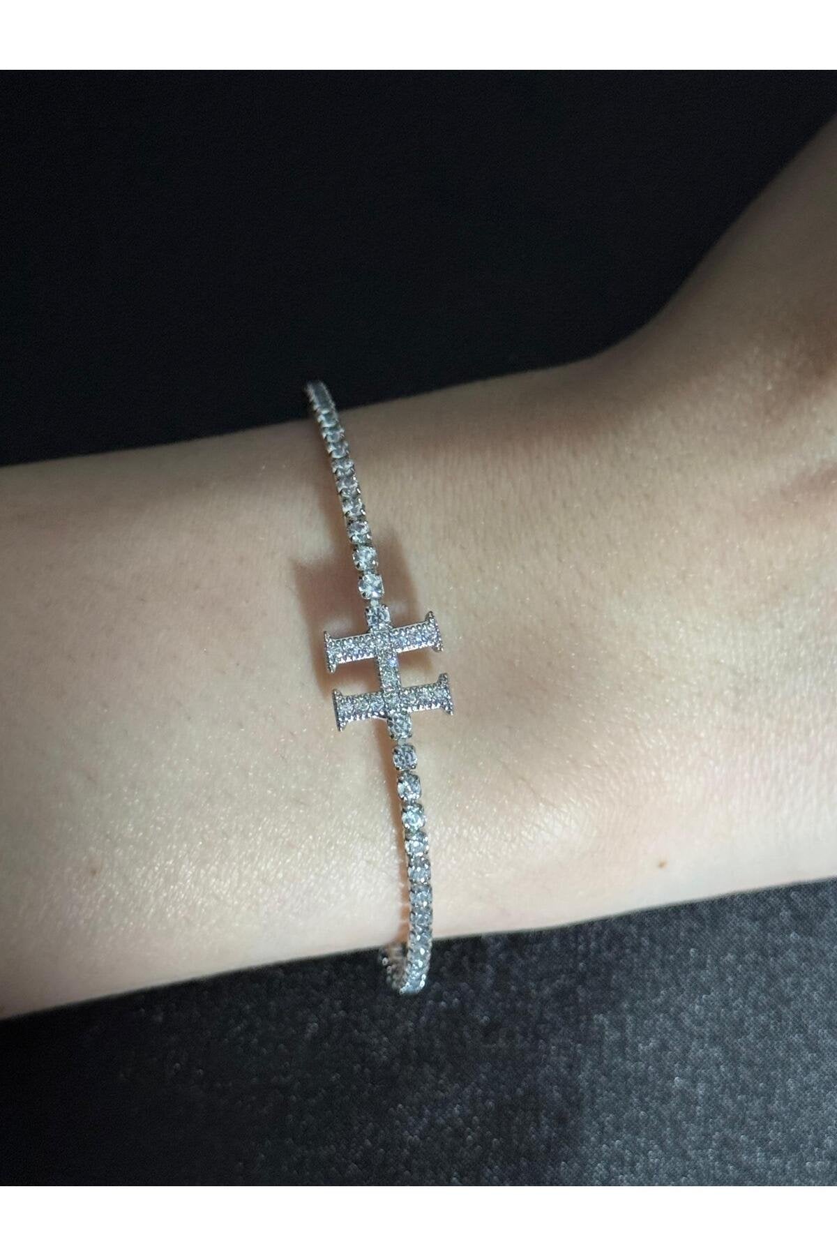 Gümüş Kaplama Su Yolu Harfli Bileklik