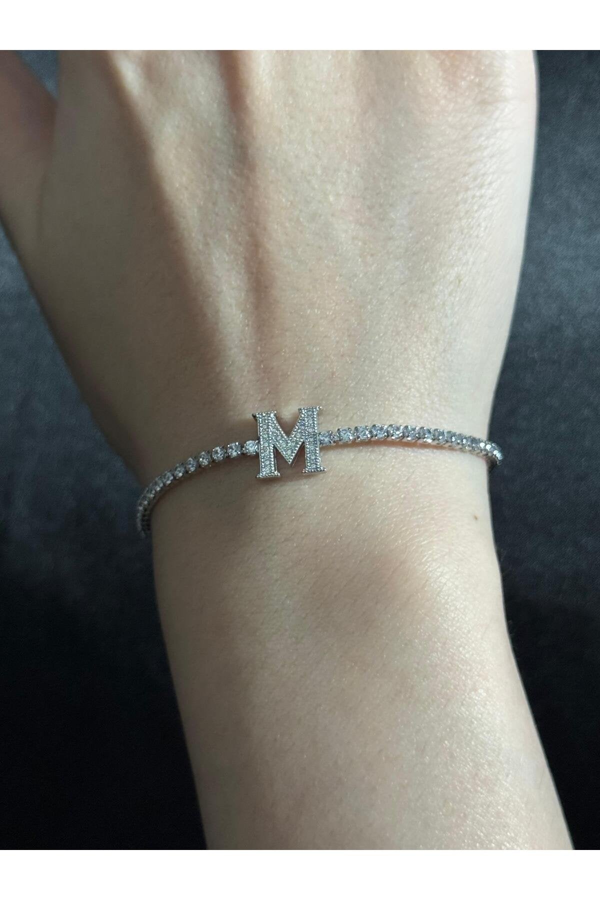 Gümüş Kaplama Su Yolu Harfli Bileklik