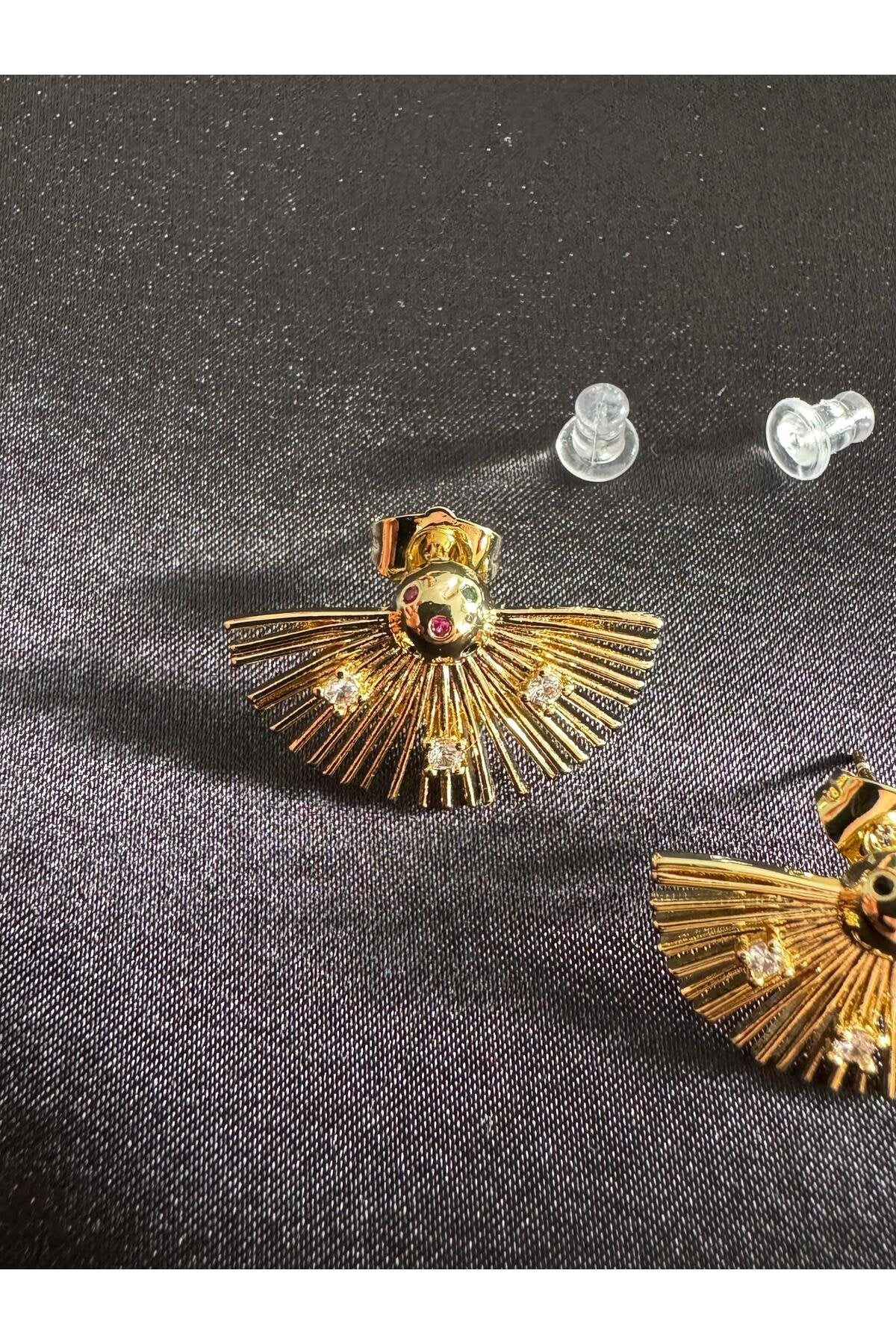 Sirena VIP Serisi-Solar Shine Gold Kaplama Zirkon Taşlı Paslanmaz Çelik Küpe