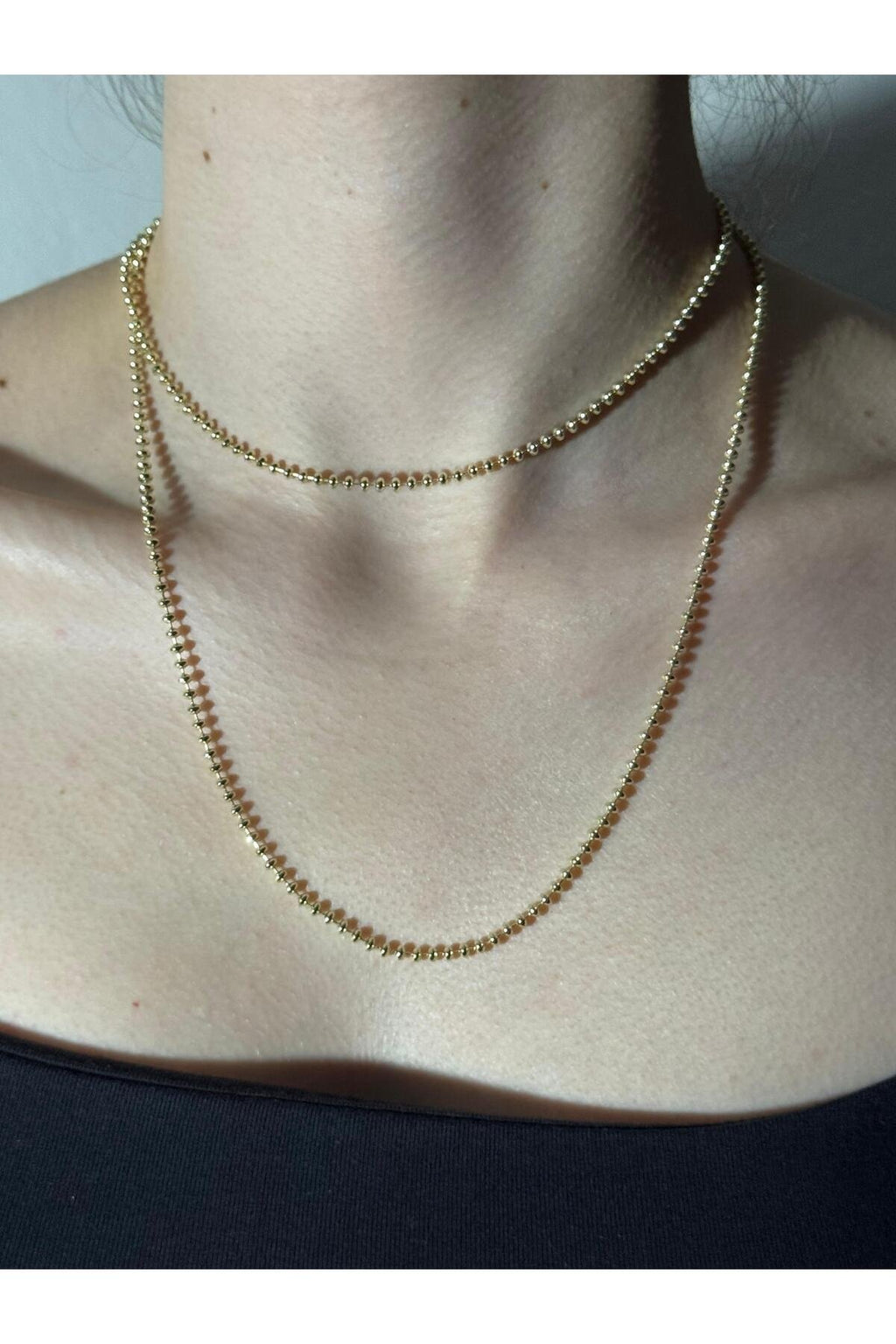 2 Katlı Gold Ball Shine Çelik Kolye