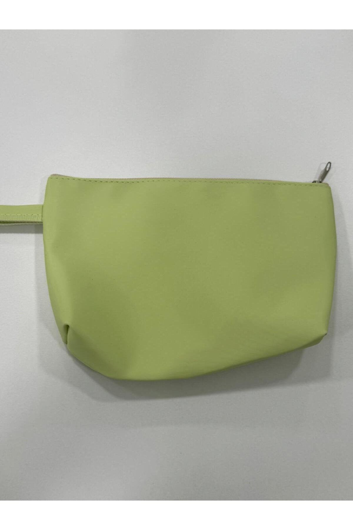 Açık Yeşil Renk Suni Deri Makyaj Çantası