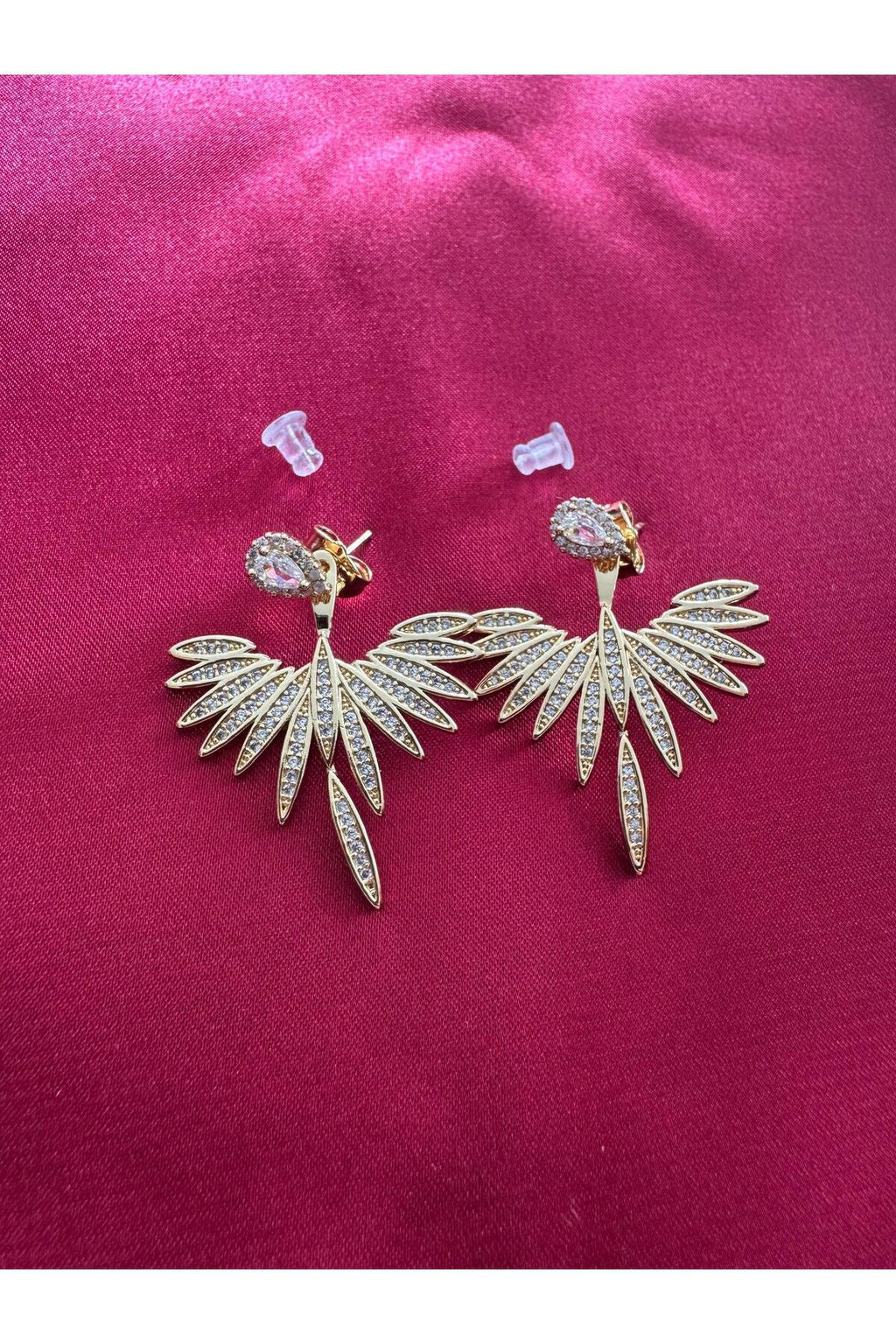 Sirena Vip Serisi-Angel Wing Gold Kaplama Paslanmaz Çelik Zirkon Taşlı Küpe