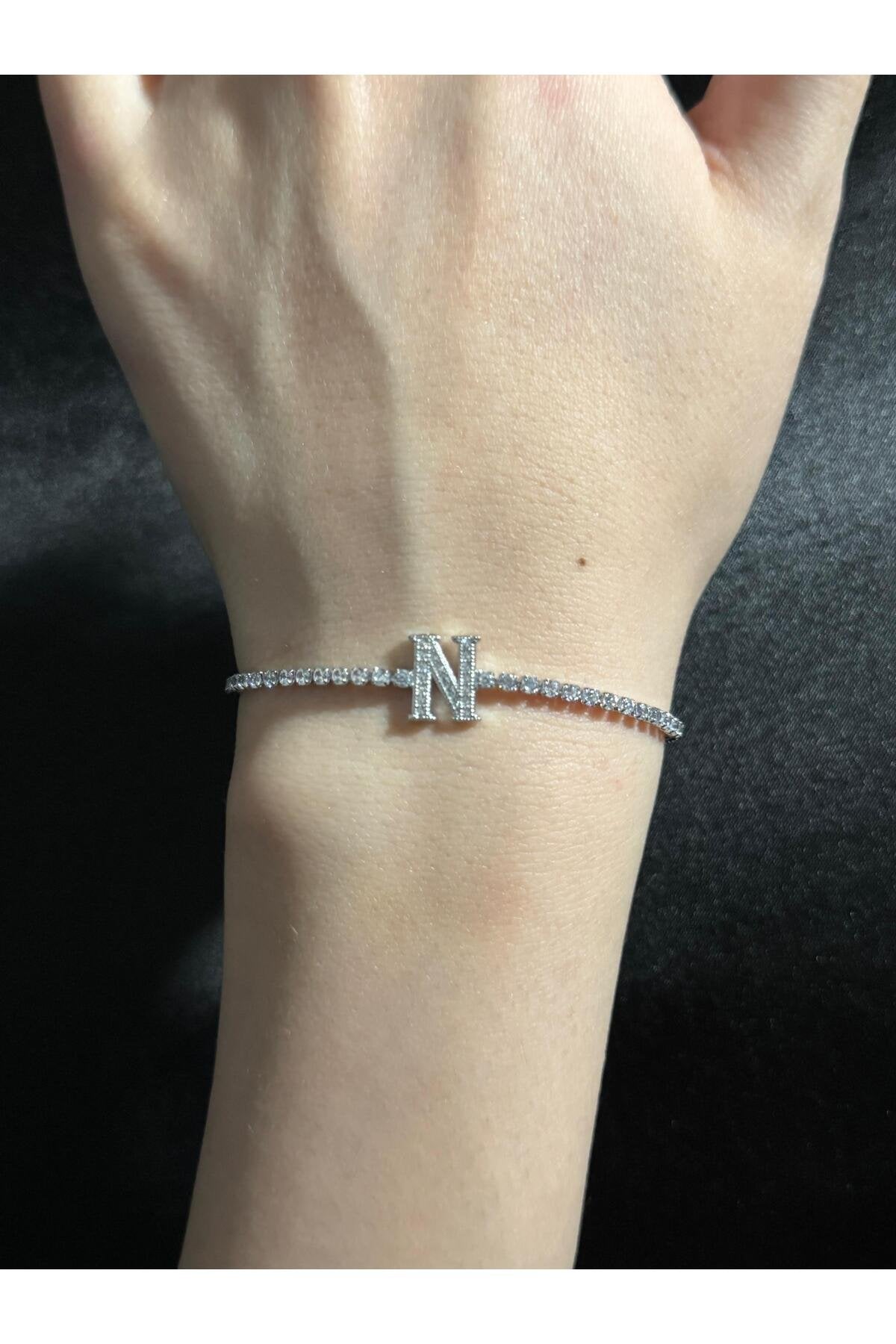 Gümüş Kaplama Su Yolu Harfli Bileklik