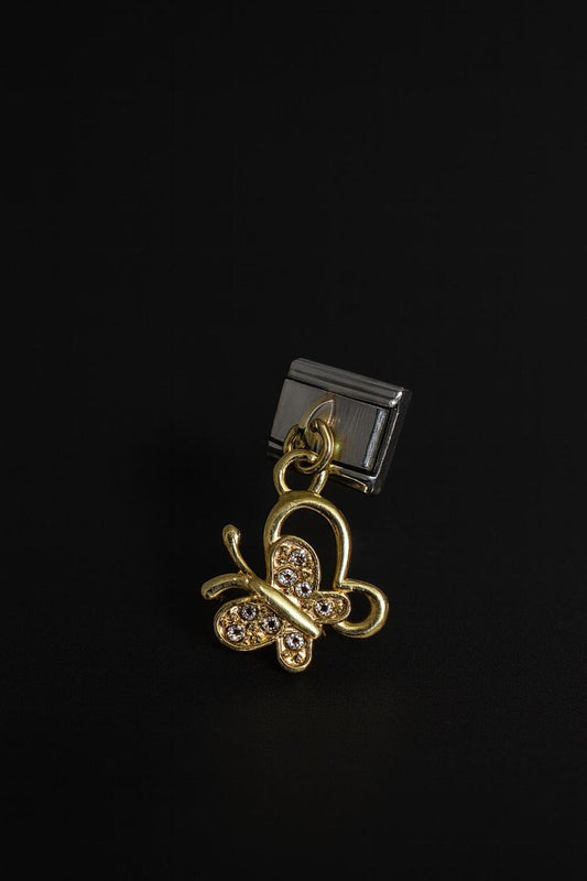 Taşlı Sallantılı Gold Kaplama Kelebek İtalyan Charm