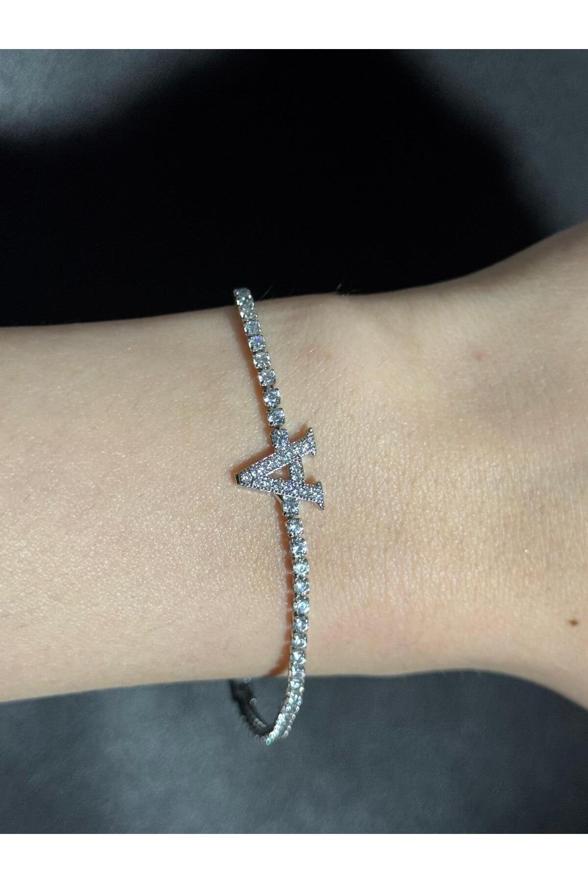 Gümüş Kaplama Su Yolu Harfli Bileklik