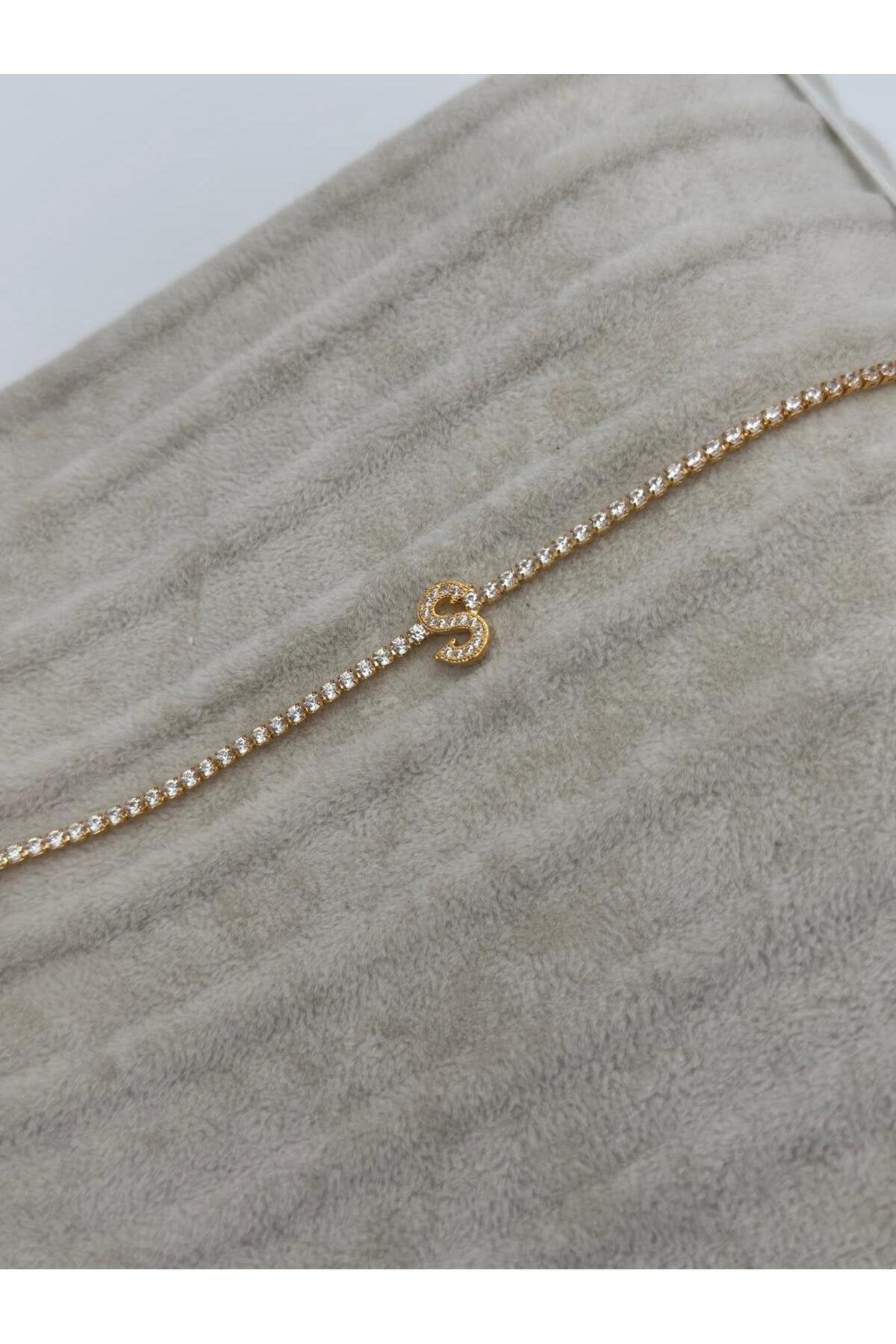 Gold Kaplama Su Yolu Harfli Bileklik