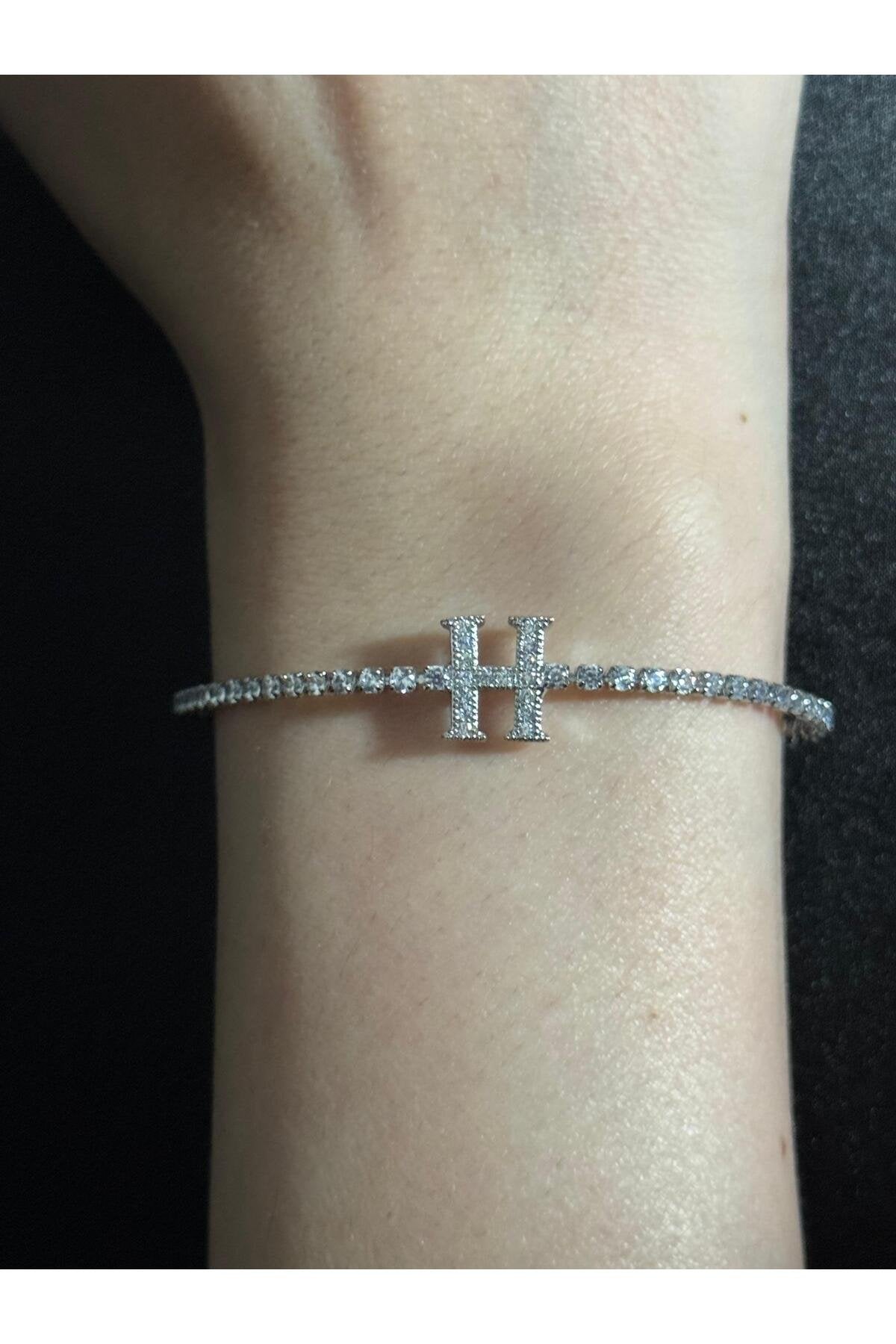 Gümüş Kaplama Su Yolu Harfli Bileklik
