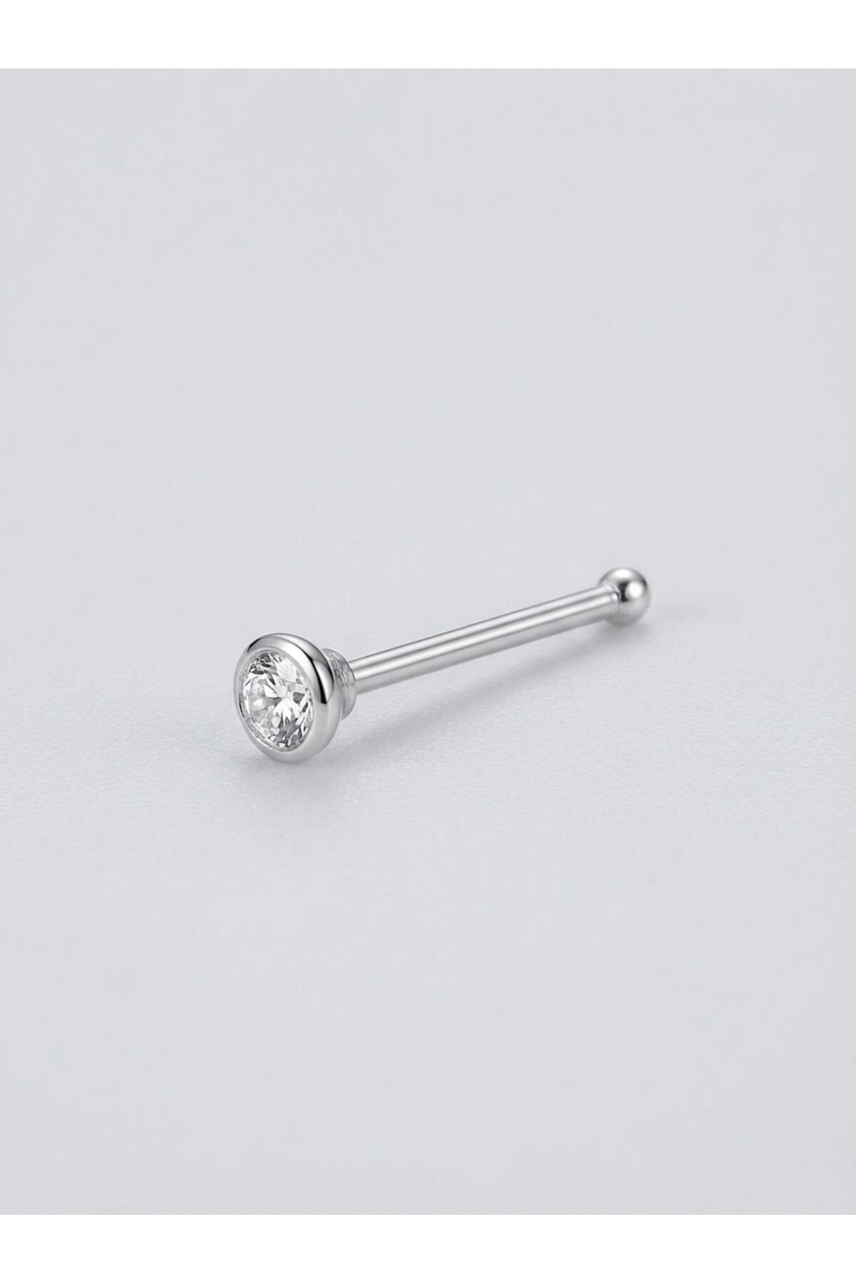 925 Ayar Gümüş Büyük Zirkon Taşlı Top Model Piercing Hızma