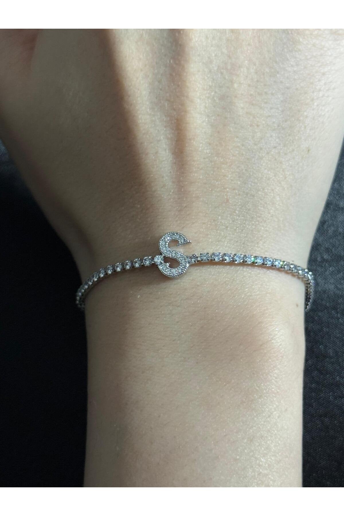 Gümüş Kaplama Su Yolu Harfli Bileklik