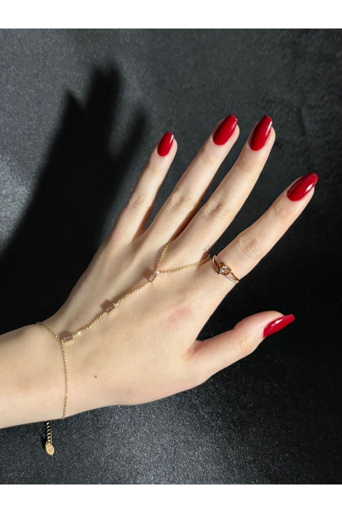 Dikdörtgen Zirkon Taşlı Gold Şahmeran