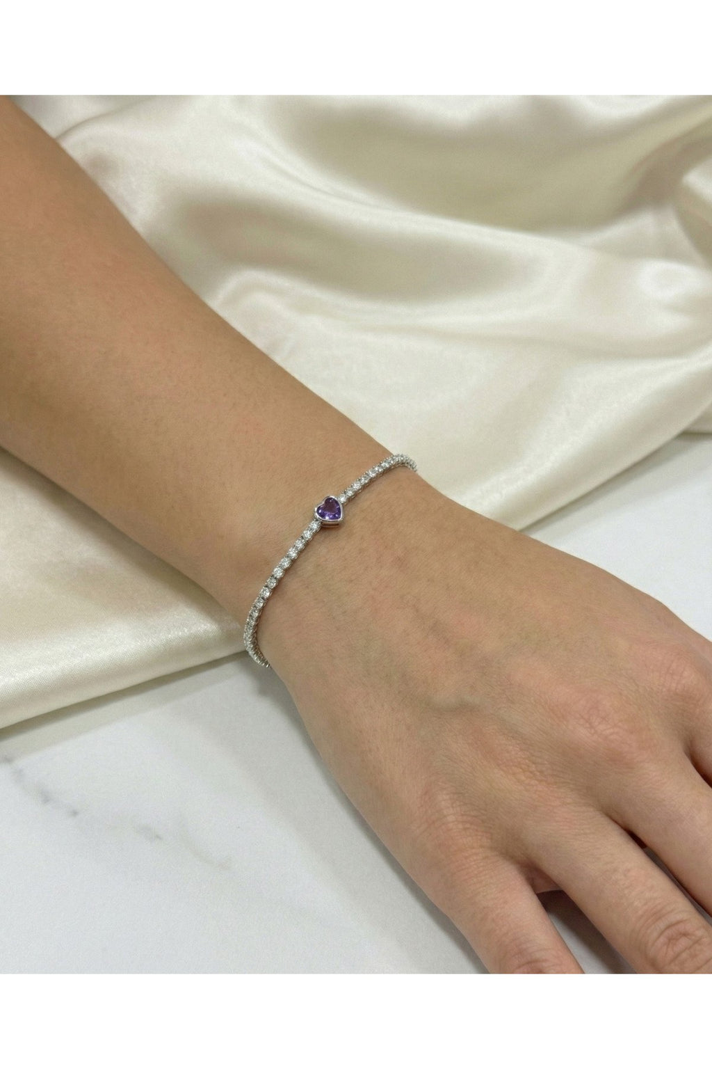 Mor Kalpli Gümüş Kaplama Pırlanta Su Yolu Bileklik