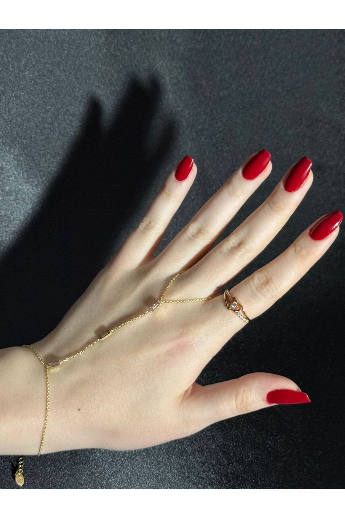 Dikdörtgen Zirkon Taşlı Gold Şahmeran