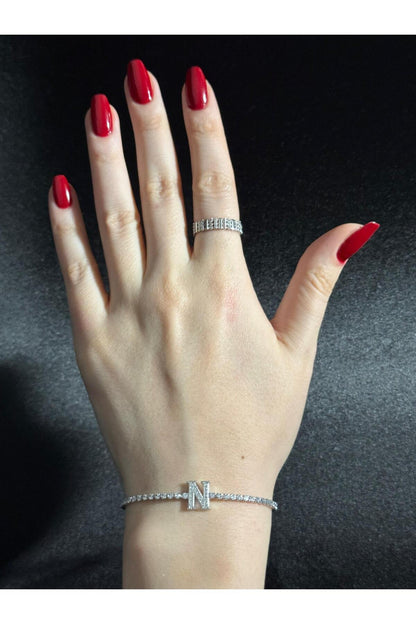 Gümüş Kaplama Su Yolu Harfli Bileklik