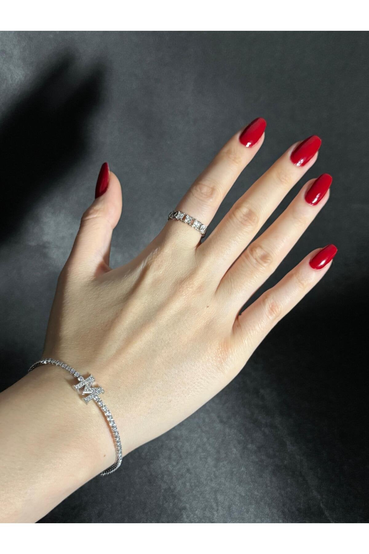 Gümüş Kaplama Su Yolu Harfli Bileklik