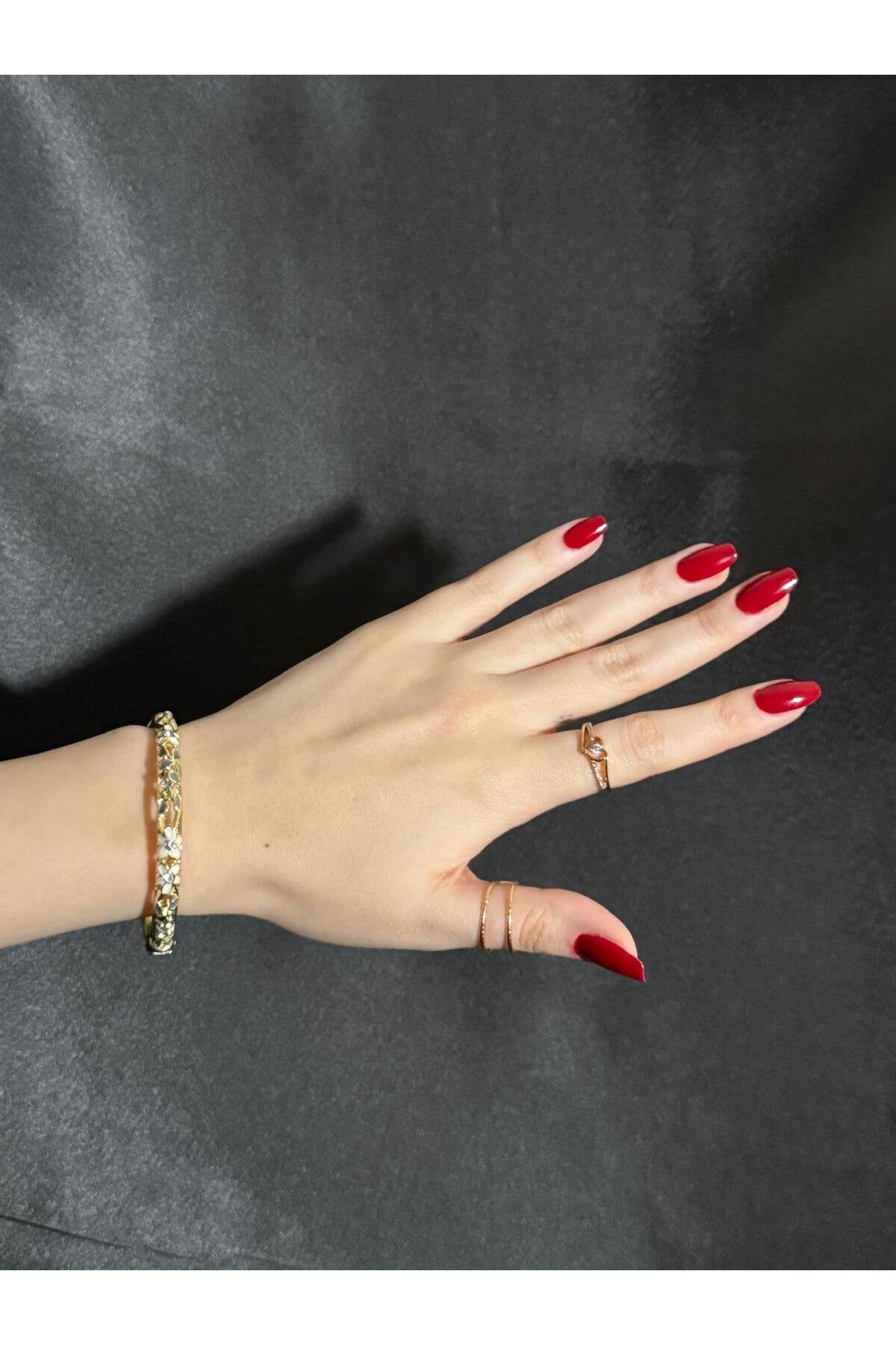 Mineli Taş ve Çiçek Detaylı Ayarlanabilir Bileklik