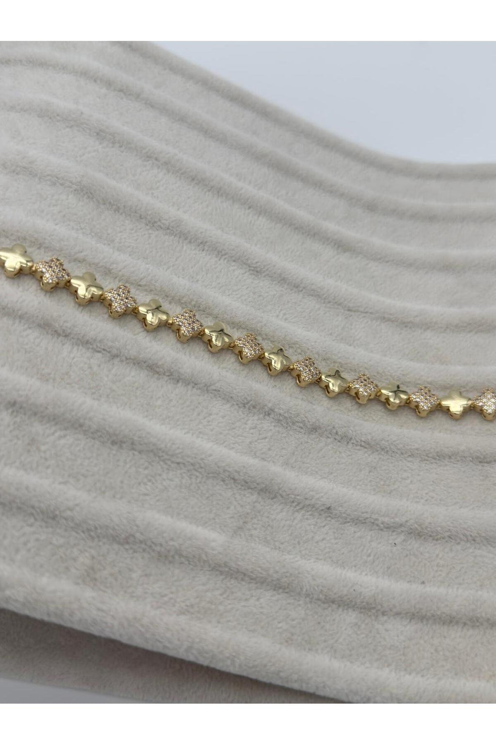 Sirena VIP Serisi - Zirkon Taşlı Gümüş Kaplama Yonca Model Paslanmaz Çelik Bileklik