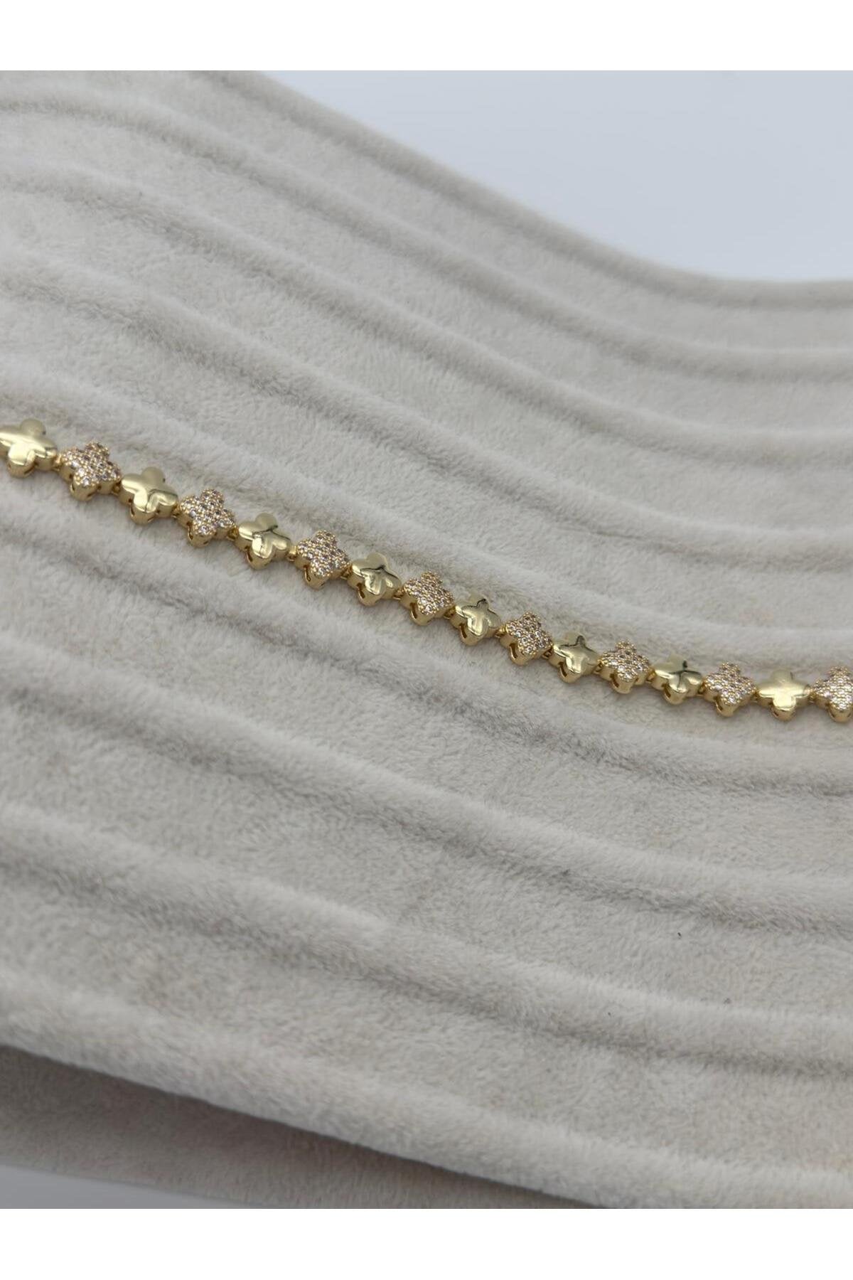 Sirena VIP Serisi - Zirkon Taşlı Gümüş Kaplama Yonca Model Paslanmaz Çelik Bileklik