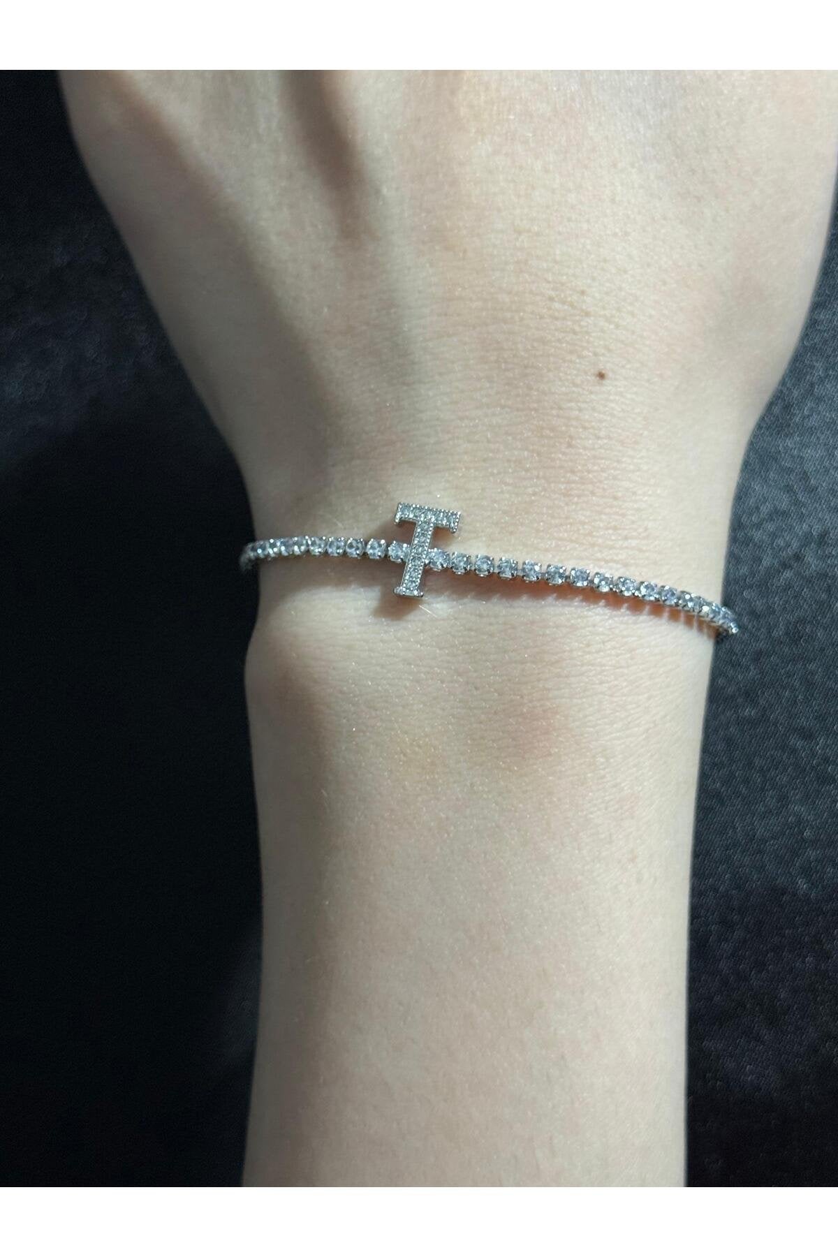 Gümüş Kaplama Su Yolu Harfli Bileklik