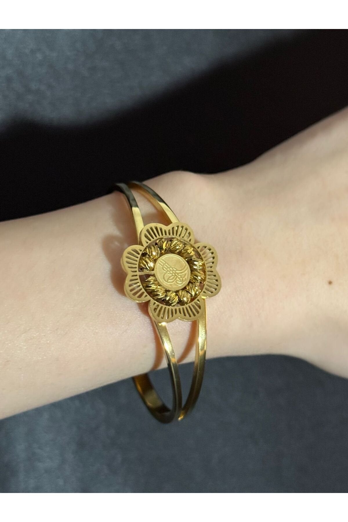 Osmanlı Tuğralı Gold Kaplama Çelik Bileklik