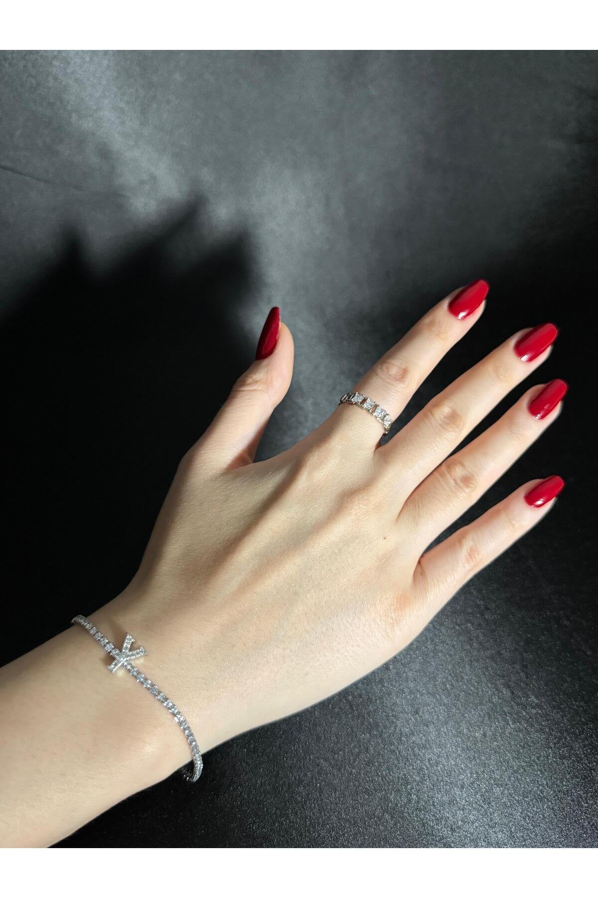 Gümüş Kaplama Su Yolu Harfli Bileklik