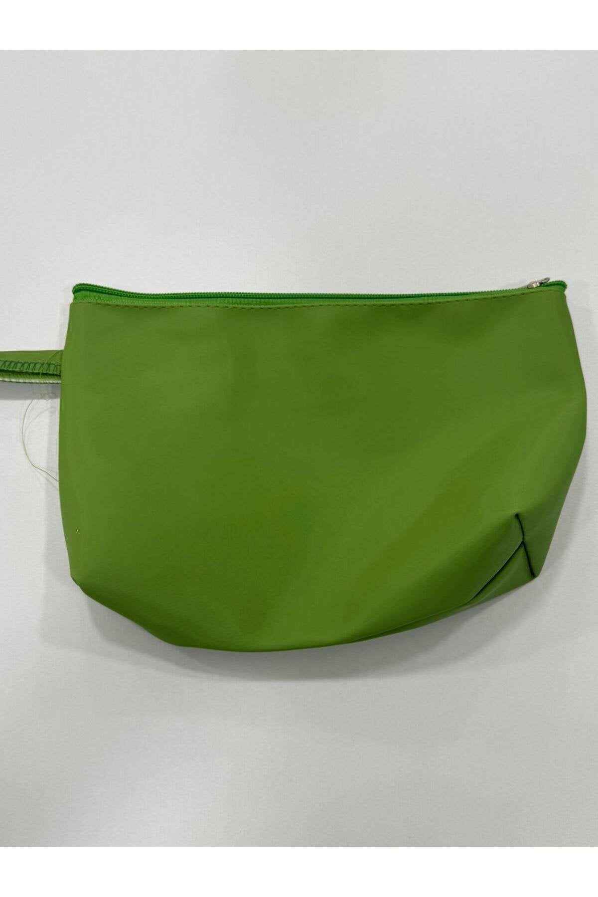 Haki Renk Suni Deri Makyaj Çantası