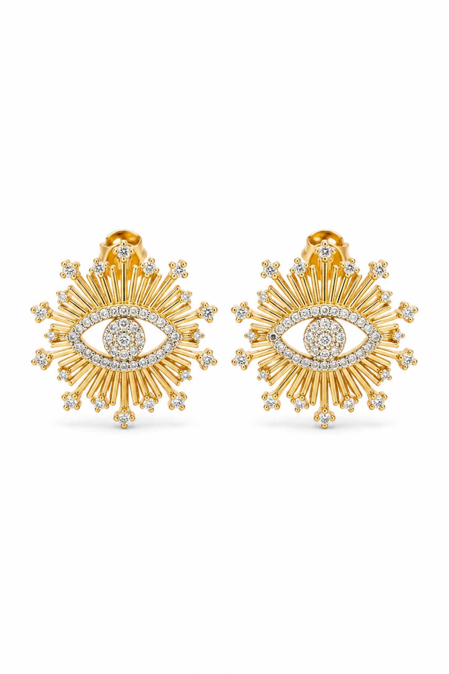 Sirena VIP Serisi-Evil Eye Radiance Gold Kaplama Paslanmaz Çelik Zirkon Taşlı Küpe