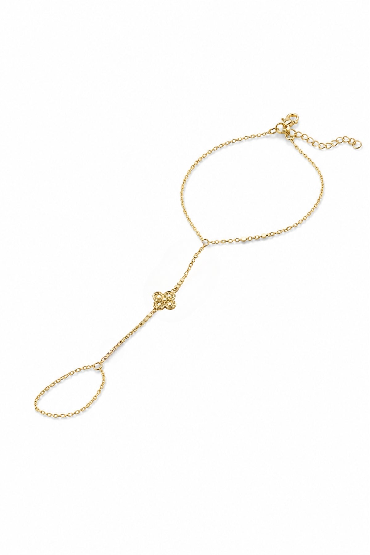 Yonca Model Zirkon Taşlı Gold Kaplama Şahmeran