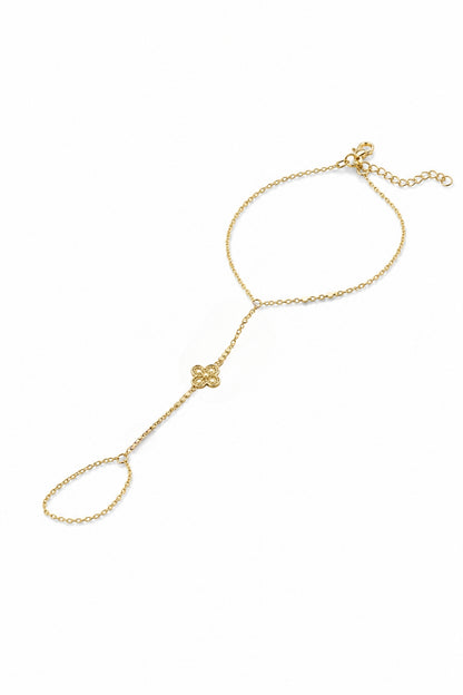 Yonca Model Zirkon Taşlı Gold Kaplama Şahmeran